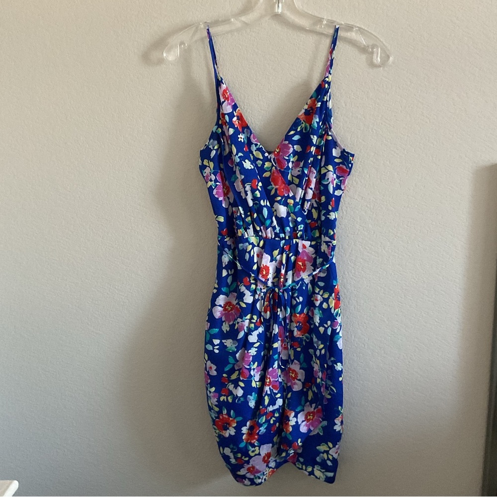 Yumi Kim Tulip Floral Faux Wrap Spaghetti Strap in Blue Love Size Small